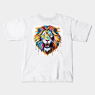 Lion Head Dripping Rainbow Graffiti Kids T-Shirt